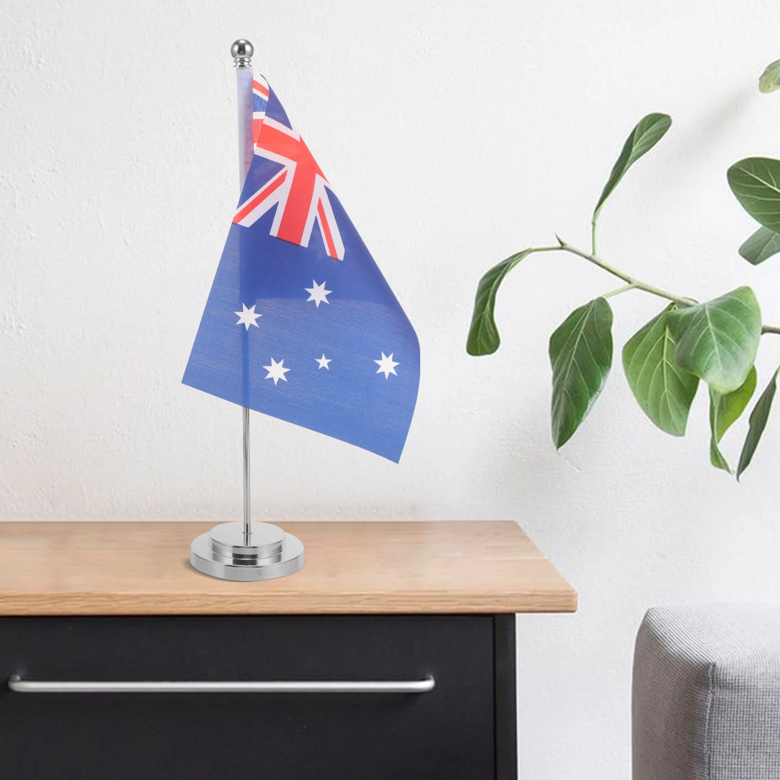 1 Conjunto de Mesa de Bandeira Australiana de Trabalho Bandeira Pequena Bandeira Australiana com Stand Pequeno Australiano Decoração Imagem 4