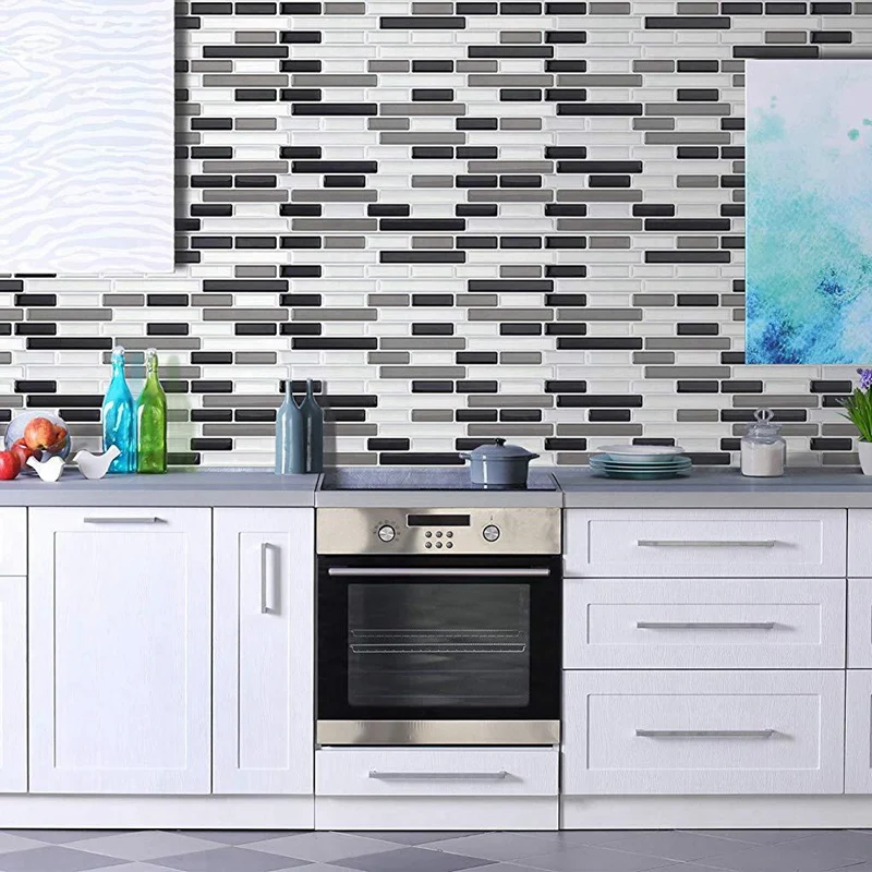 10X 3D Adesivos de Parede de Tijolo de papel de Parede de azulejos Para o Backsplash Cozinha, Banheiro Anti-Telha de Decoração de Casa de 28X23.5Cm Imagem 3