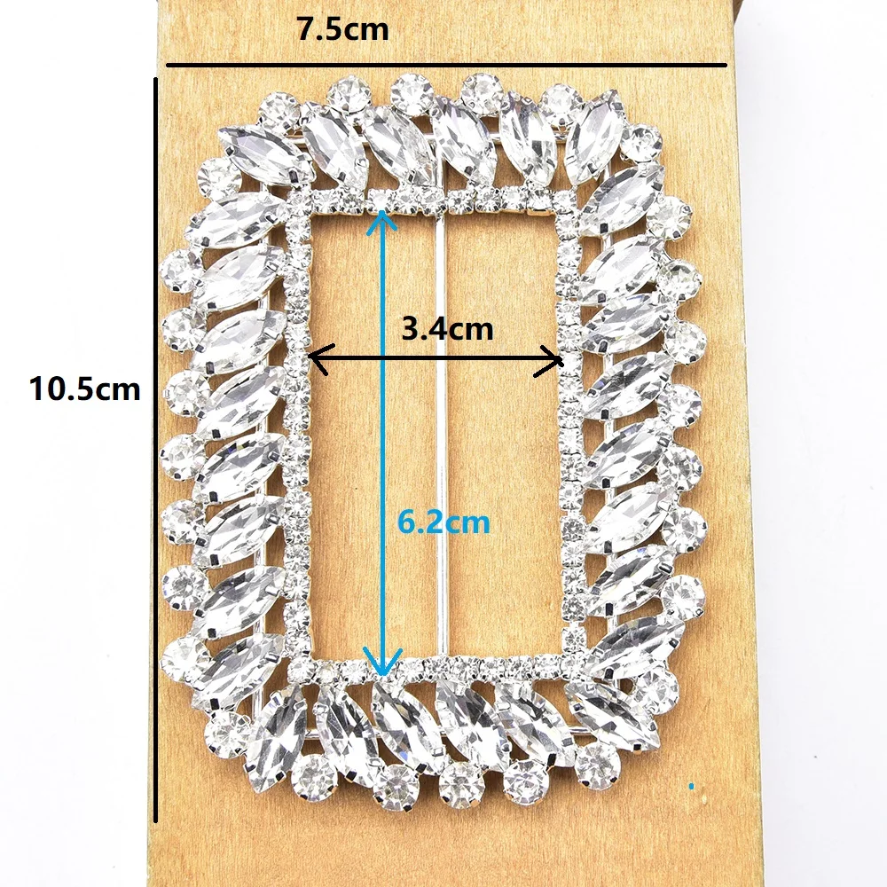 1Pc Liga de Metal do Cinto de Cristal Botão Retângulo Fivela de Strass para Casamento Cadeira Sash Sapatos Diy Decorstion Acceesories Imagem 4
