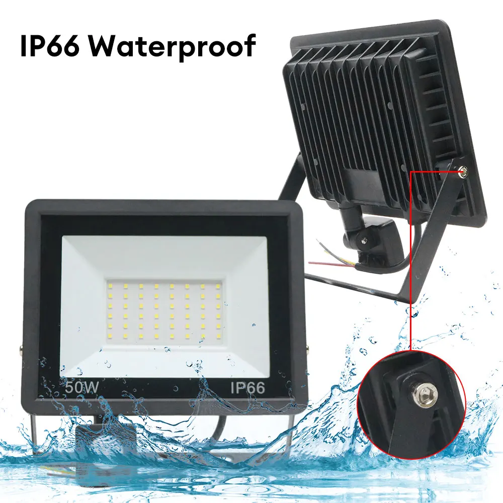 20W 50W da Inundação do DIODO emissor de Luz do Sensor de Movimento de PIR Floodlight AC 220V IP66 Waterproof a Parede Exterior da Luz de Inundação Lâmpada de Projector Imagem 2