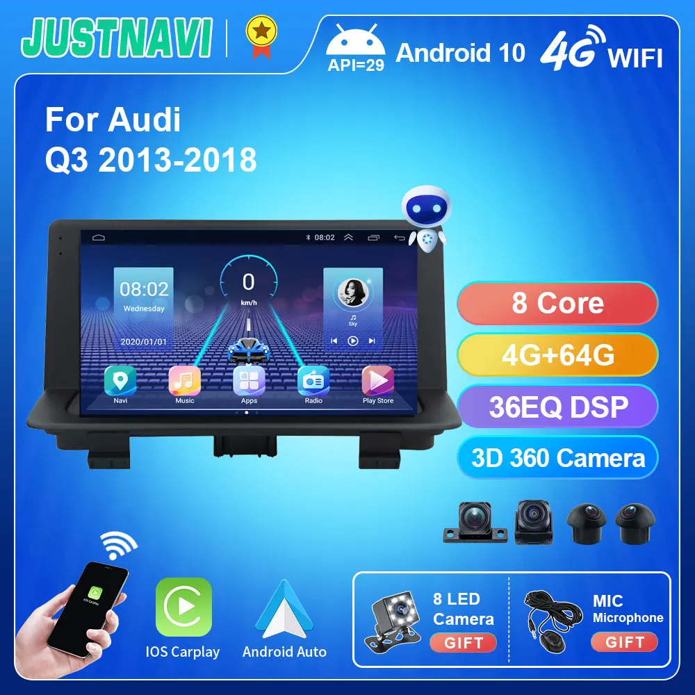 4+64 mais novo Android 10.0 auto-Rádio Leitor de Vídeo Para Audi Q3 2013 - 2018 GPS Auto GPS BT Estéreo Carplay wi-FI IPS 1280*720P DVD Imagem 0