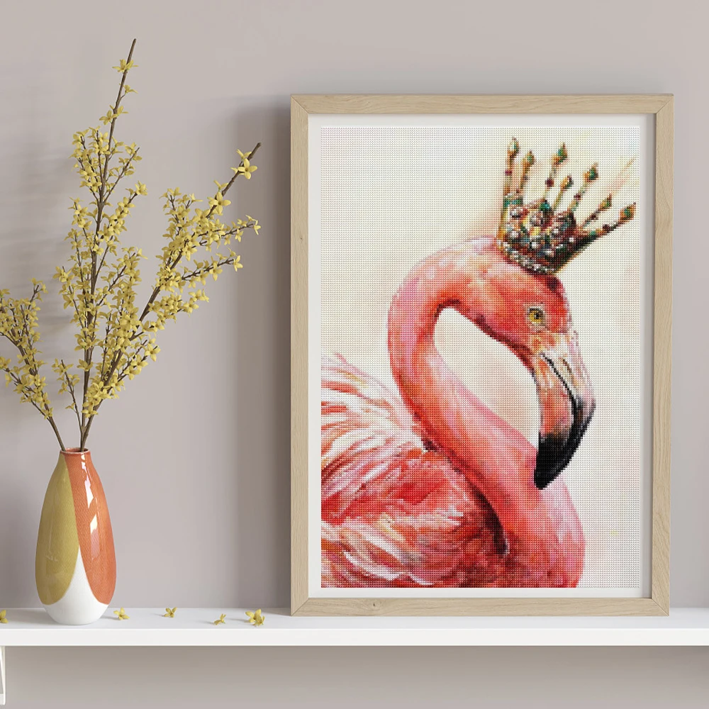5D DIY Diamante Pintura Flamingo cor-de-Rosa Ave Cheia de Broca de Diamante Redondo Bordados de Animais de Mosaico de pedra de Strass de Decoração de Casa Imagem 0