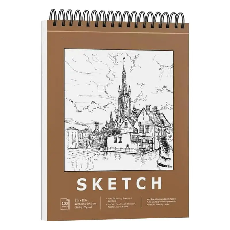 Caderno De Desenho-100-Folhas Artista Sketch Pad 9x12inches/23x30cm Art Caderno de Desenho de bloco de Papel material de Arte Artística Imagem 0