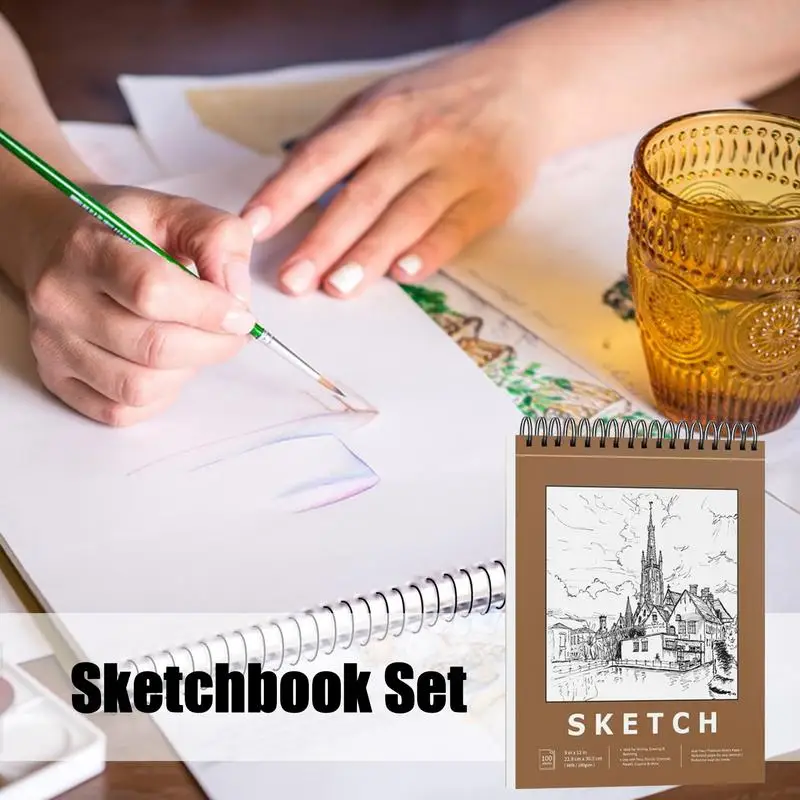 Caderno De Desenho-100-Folhas Artista Sketch Pad 9x12inches/23x30cm Art Caderno de Desenho de bloco de Papel material de Arte Artística Imagem 1