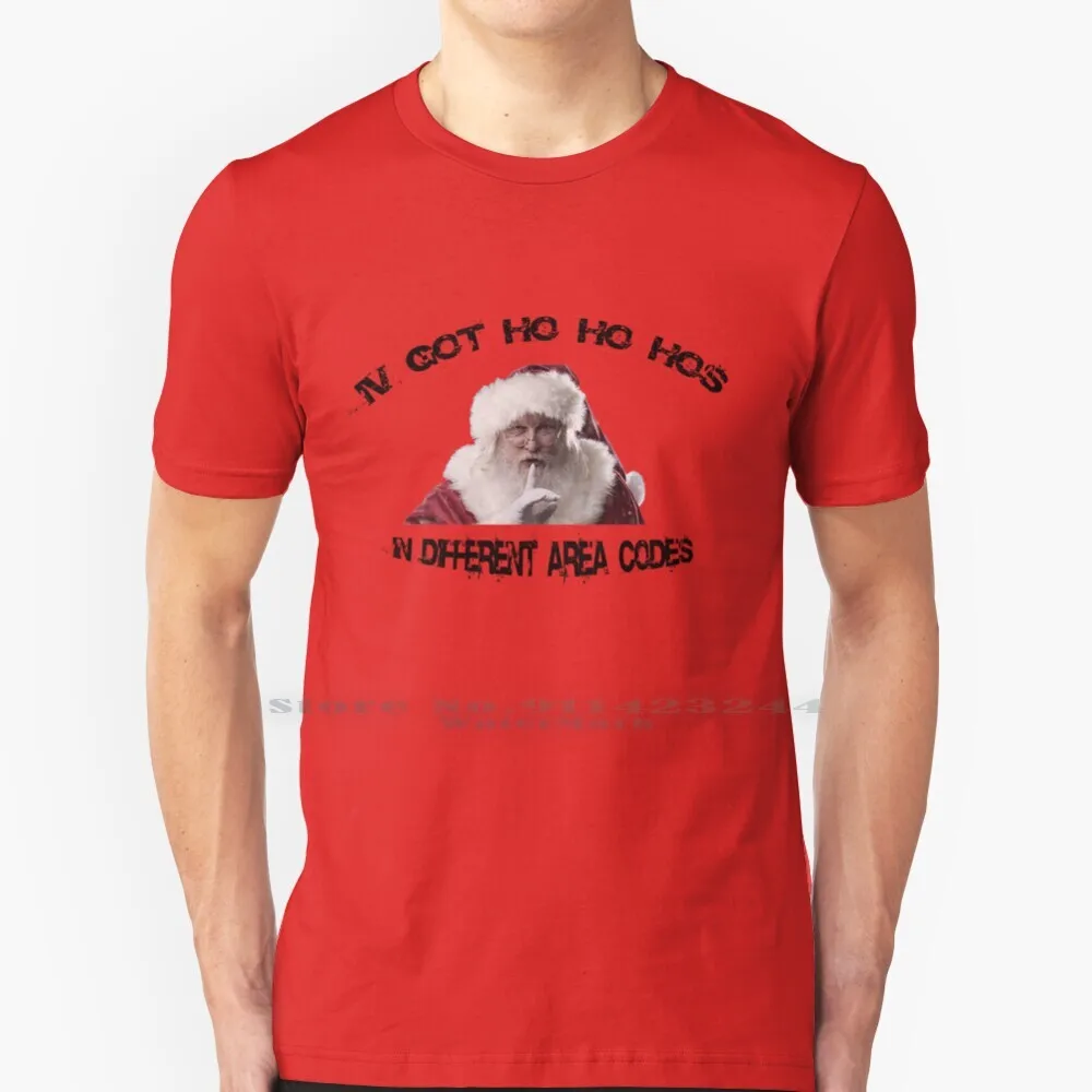 Códigos de Área diferentes, T-Shirt de Algodão 6XL de Natal Santa Claus Hohoho Hos Natal Está Chegando Ludacris Música Paródia Imagem 0