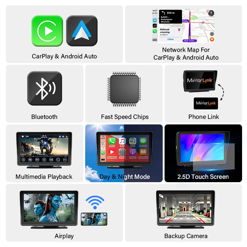 Develuck sem Fio Carplay Android Automático Universal de 7 polegadas Touch Screen Car Multimedia Player de Vídeo Para a Nissan, Toyota, Honda, Ford, VW Imagem 3