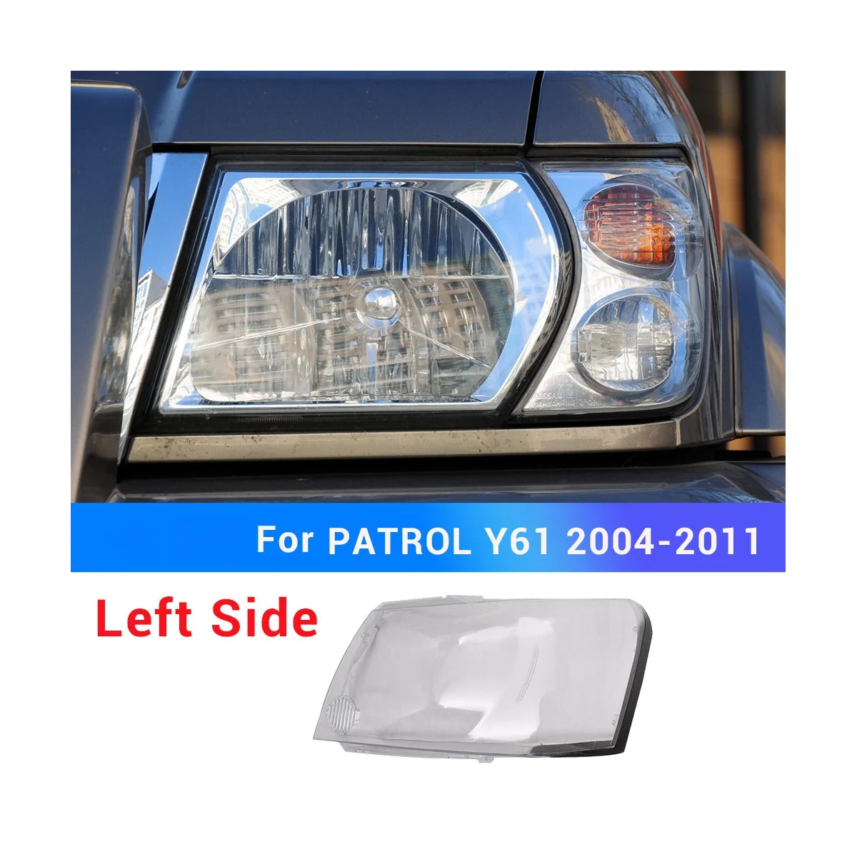 Direito frontal Farol de Lente Clara Cobrir o Abajur para Nissan Patrol Y61 2004-2011 Carro da Cabeça de Lâmpada da Luz de Transparência de Luz Imagem 5