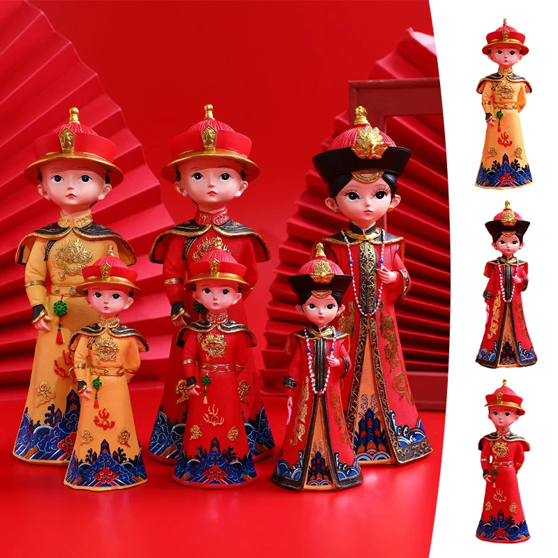Imperador Chinês Imperatriz Estatueta Retro Palácio De Estilo De Resina Rainha Ornamento Tradicional Traje De Casamento Decoração Da Casa Estátua De Artesanato Imagem 1