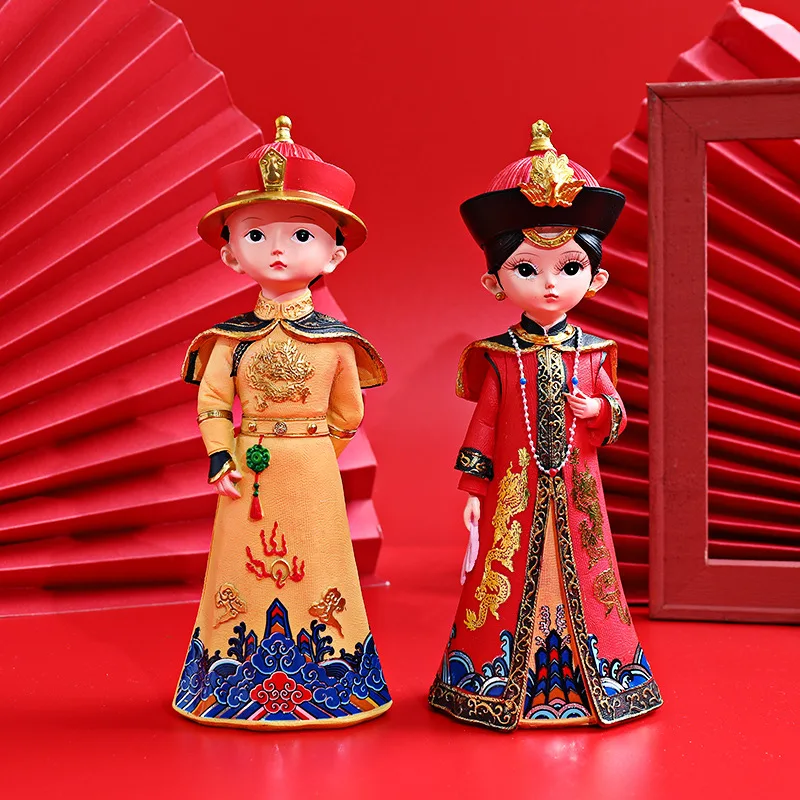 Imperador Chinês Imperatriz Estatueta Retro Palácio De Estilo De Resina Rainha Ornamento Tradicional Traje De Casamento Decoração Da Casa Estátua De Artesanato Imagem 2