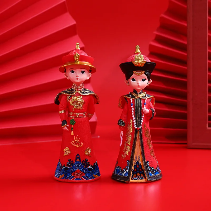 Imperador Chinês Imperatriz Estatueta Retro Palácio De Estilo De Resina Rainha Ornamento Tradicional Traje De Casamento Decoração Da Casa Estátua De Artesanato Imagem 4