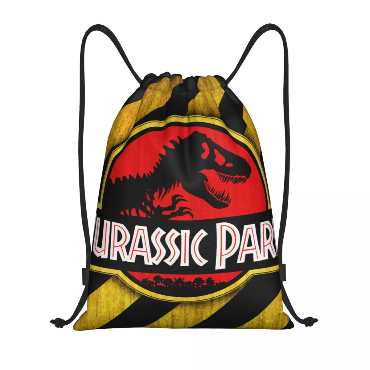 Jurassic Park Logotipo Amarelo Cordão Mochila Saco de Ginásio de Esportes para Homens Mulheres Gigante Dinsaur Formação Sackpack Imagem 0