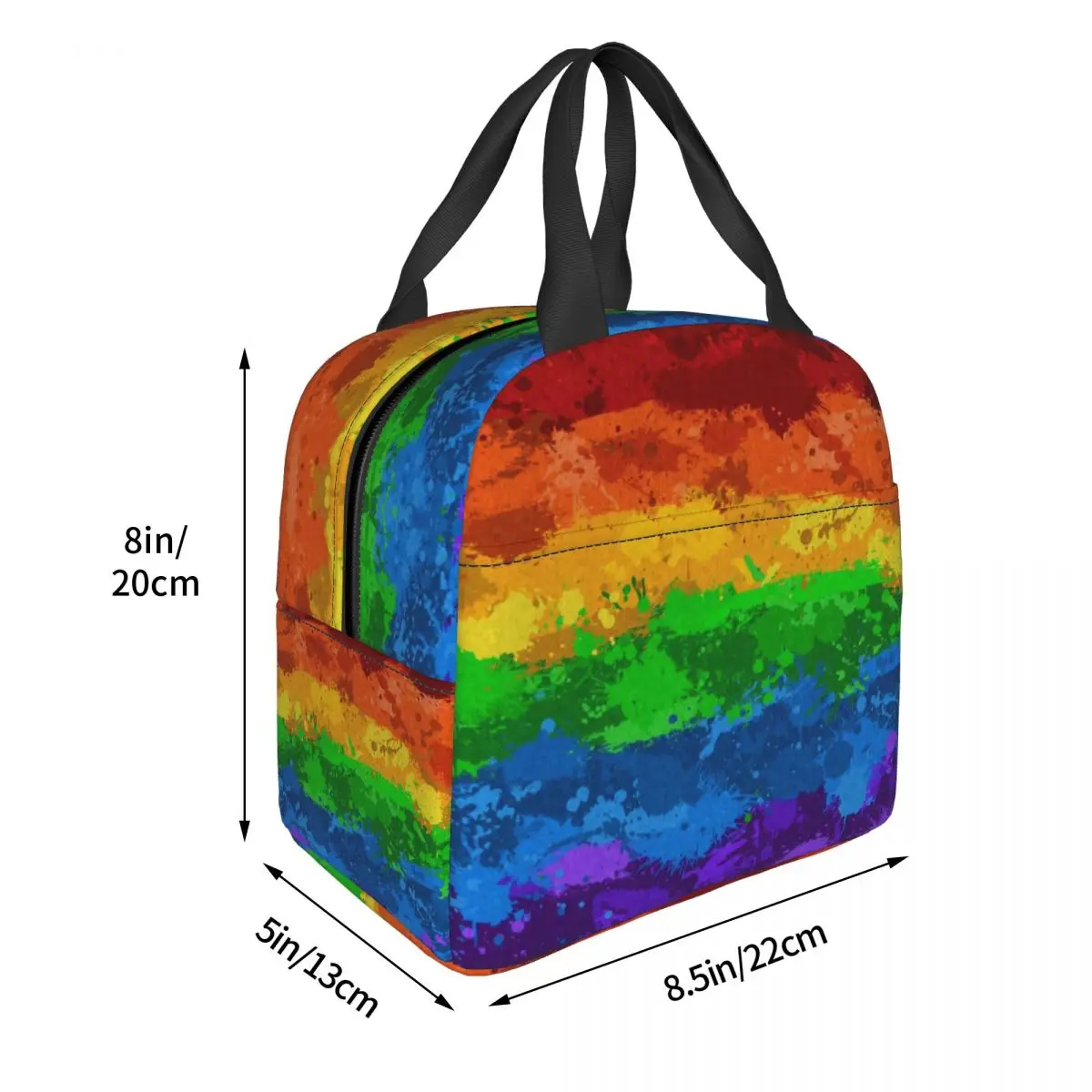 LGBT do arco-íris Paint Splatter Bandeira Portátil Caixa de Almoço Multifunções GLBT Gay Lésbica Orgulho Cooler Térmico de Alimentos Saco de Almoço Isolados Imagem 2