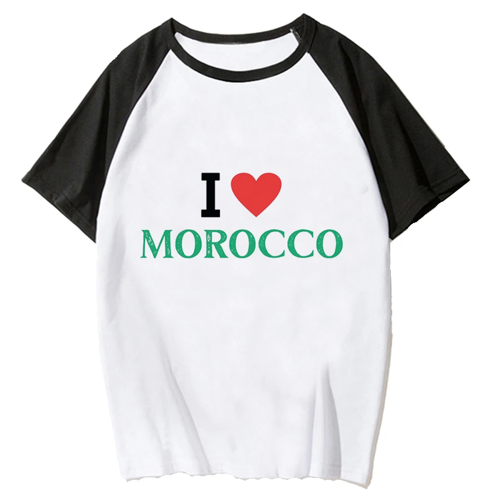Marrocos Marrocos Tee mulheres Y2K designer engraçado top girl streetwear harajuku mangá roupas Imagem 0