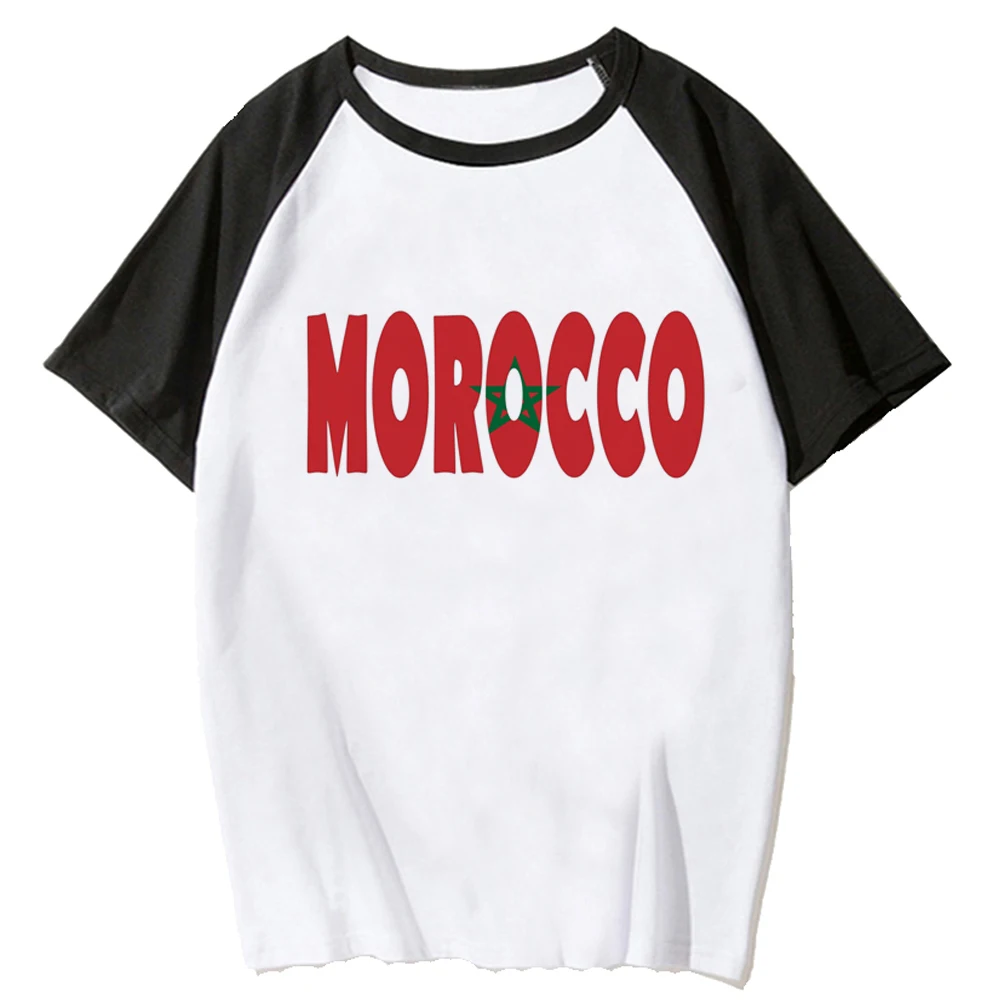 Marrocos Marrocos Tee mulheres Y2K designer engraçado top girl streetwear harajuku mangá roupas Imagem 1