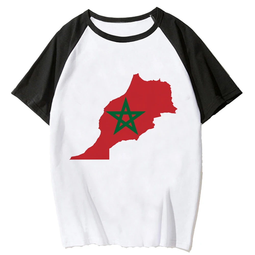 Marrocos Marrocos Tee mulheres Y2K designer engraçado top girl streetwear harajuku mangá roupas Imagem 3