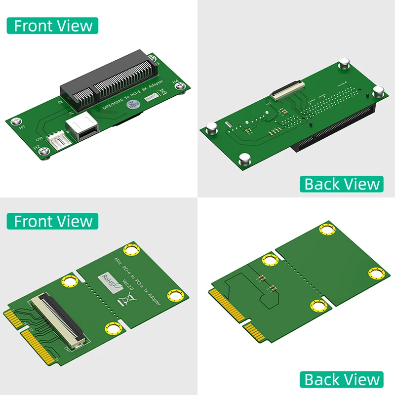 NOVO Mini PCIE para PCI Express X8 USB2.0 Riser Board com FPC Cabo de Extensão 4Pin Poder Magnético Pad Instalação Horizontal Imagem 2