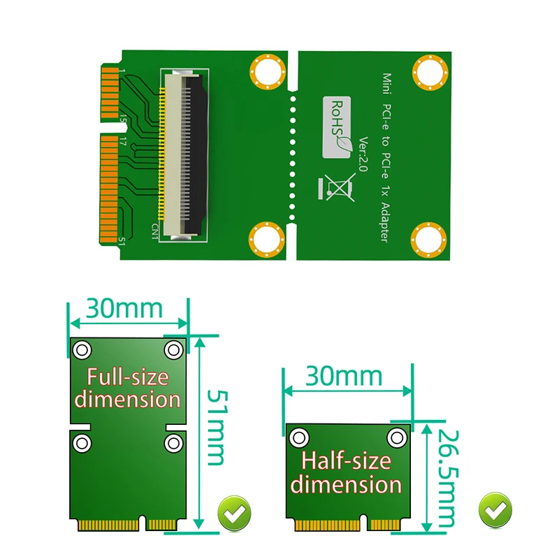 NOVO Mini PCIE para PCI Express X8 USB2.0 Riser Board com FPC Cabo de Extensão 4Pin Poder Magnético Pad Instalação Horizontal Imagem 3