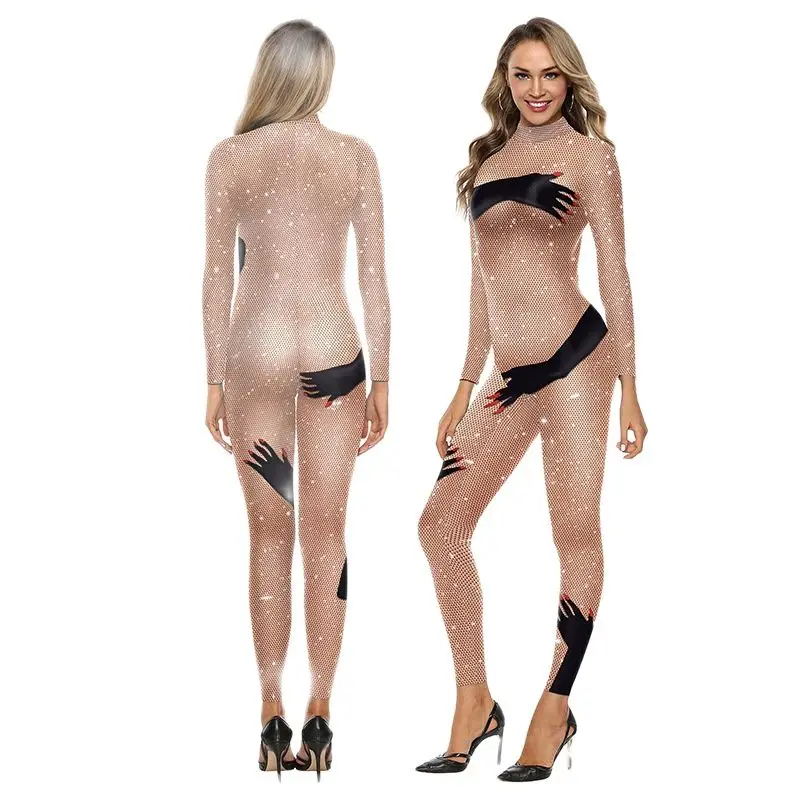 Novo Sexy Mulheres Desempenho da Fase de meia-Calça Europeu e Americano de Moda de Impressão Digital de Corpo Inteiro Macacão Imagem 0