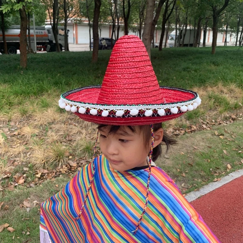 Os Mexicanos Do Sombrero Chapéus De Abas Largas Sunproof Chapéu De Palha Photoshooting Adereços Chapéu De Crianças Parte Superior Chapéus Carnavais Traje Imagem 1