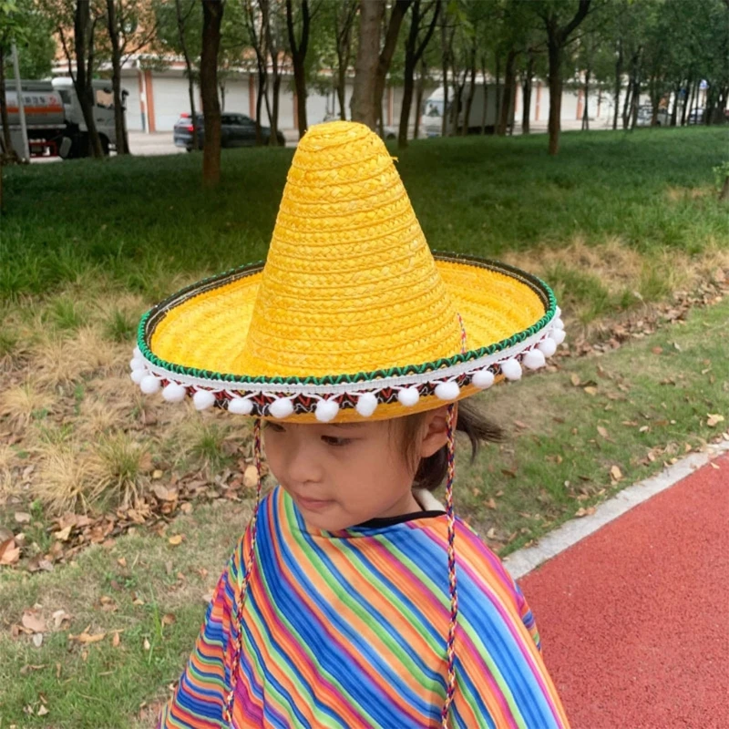 Os Mexicanos Do Sombrero Chapéus De Abas Largas Sunproof Chapéu De Palha Photoshooting Adereços Chapéu De Crianças Parte Superior Chapéus Carnavais Traje Imagem 2
