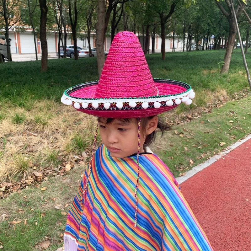 Os Mexicanos Do Sombrero Chapéus De Abas Largas Sunproof Chapéu De Palha Photoshooting Adereços Chapéu De Crianças Parte Superior Chapéus Carnavais Traje Imagem 3
