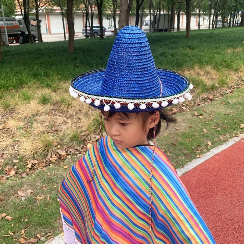 Os Mexicanos Do Sombrero Chapéus De Abas Largas Sunproof Chapéu De Palha Photoshooting Adereços Chapéu De Crianças Parte Superior Chapéus Carnavais Traje Imagem 4