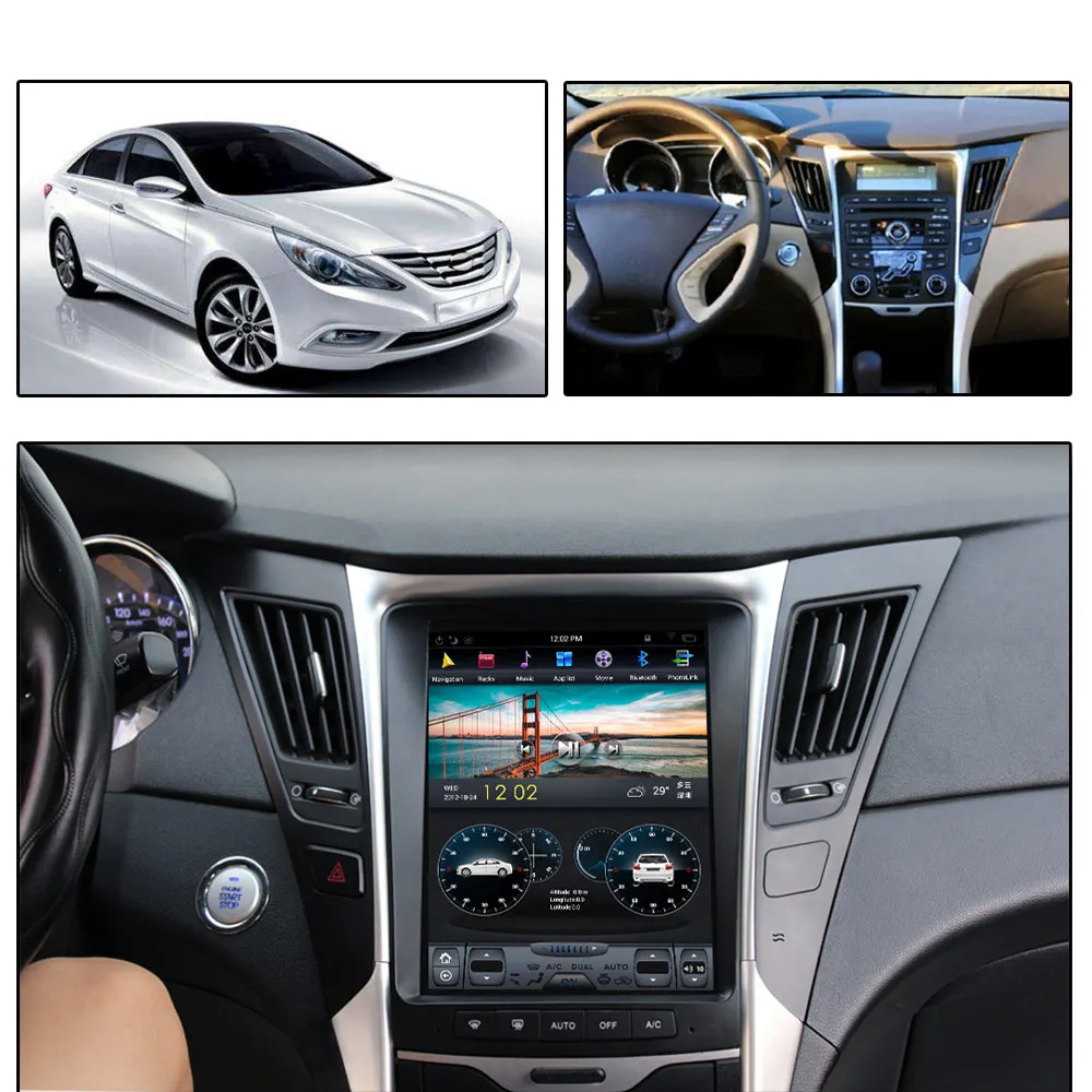 Para Hyundai Sonata YF i45 2012-2014 Android 9 PX6 vertical de tela de 10,4 polegadas Carro GPS de Navegação de Rádio Player Imagem 0