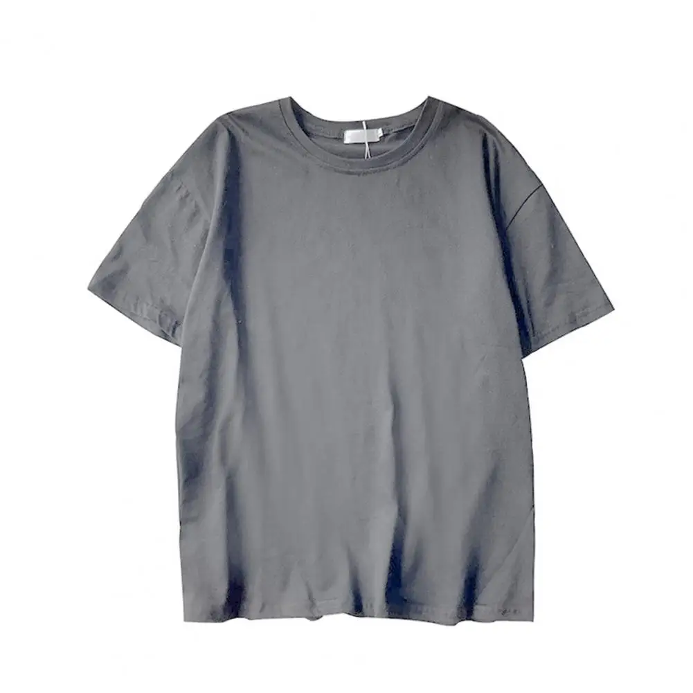 T-shirt homem Manga Três Quarto Confortável e Casual Fácil de Combinar Empresa de Costura Sólido Gola Solta Leve de Verão Tops Imagem 4