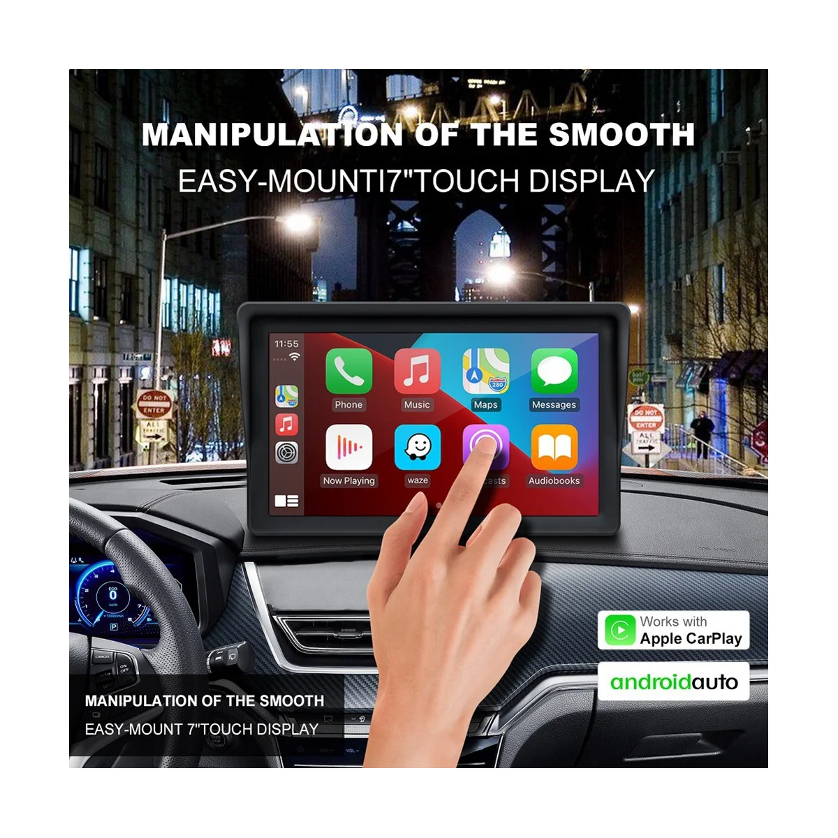 Universal 7Inch auto-Rádio Multimédia Player de Vídeo sem Fio Carplay e sem Fio Android Auto Touch Screen Bluetooth Imagem 0