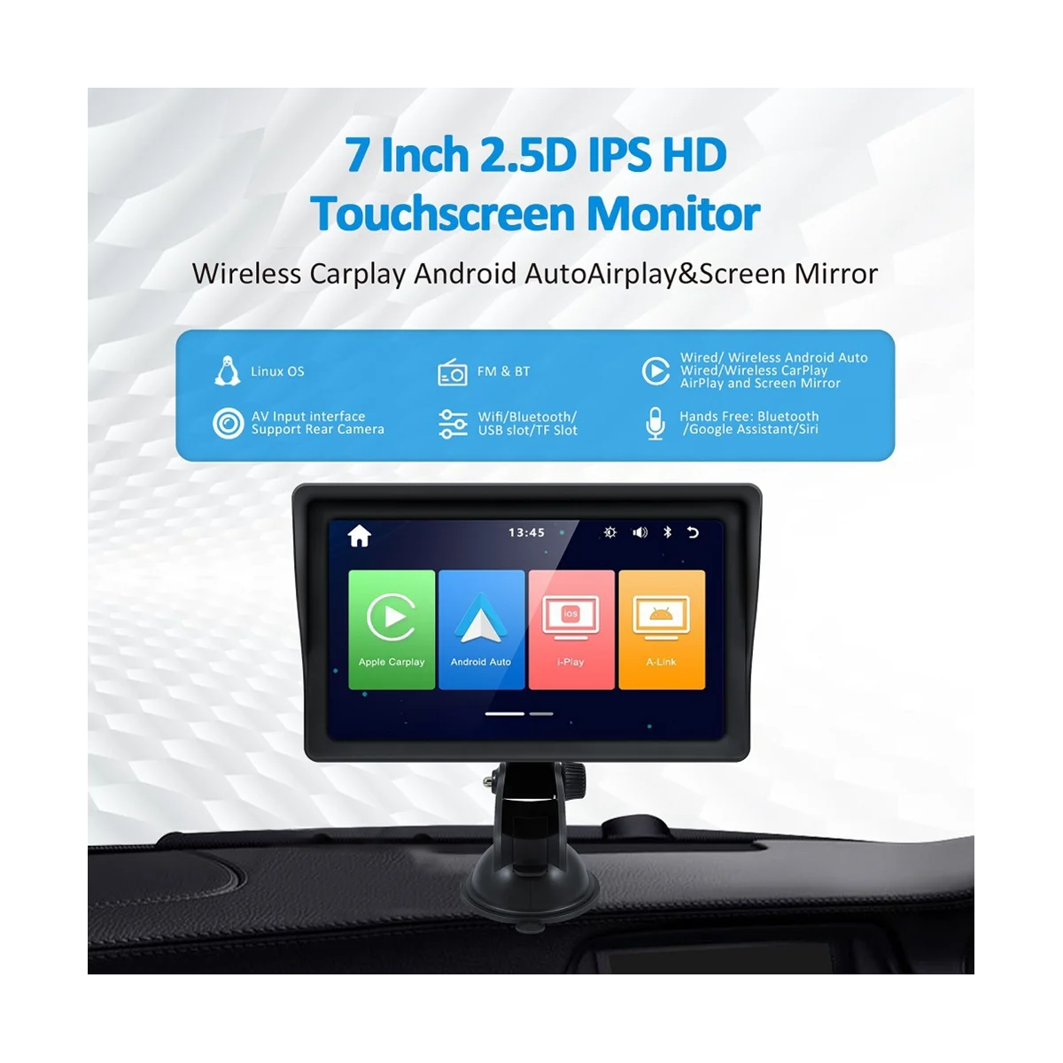 Universal 7Inch auto-Rádio Multimédia Player de Vídeo sem Fio Carplay e sem Fio Android Auto Touch Screen Bluetooth Imagem 4