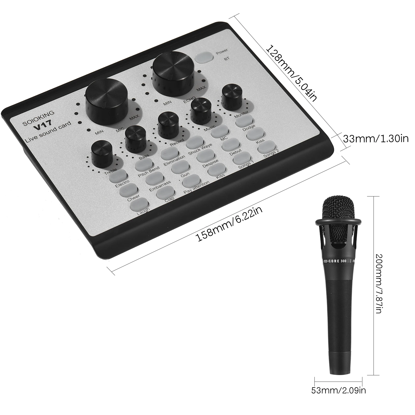 V17 ao Vivo Placa de Som BT Mini Mixer de Som Multifuncional de Voz Alterar Mixer de Áudio para o Telefone do Computador de jogos ao Vivo de Música Karaoke Imagem 2