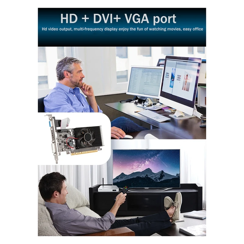 Área de trabalho Gráfica de Cartão de GT610 1GB 64Bit DDR3 Placa de Vídeo VGA+HD+DVI área de Trabalho do Office Jogo Imagem 1